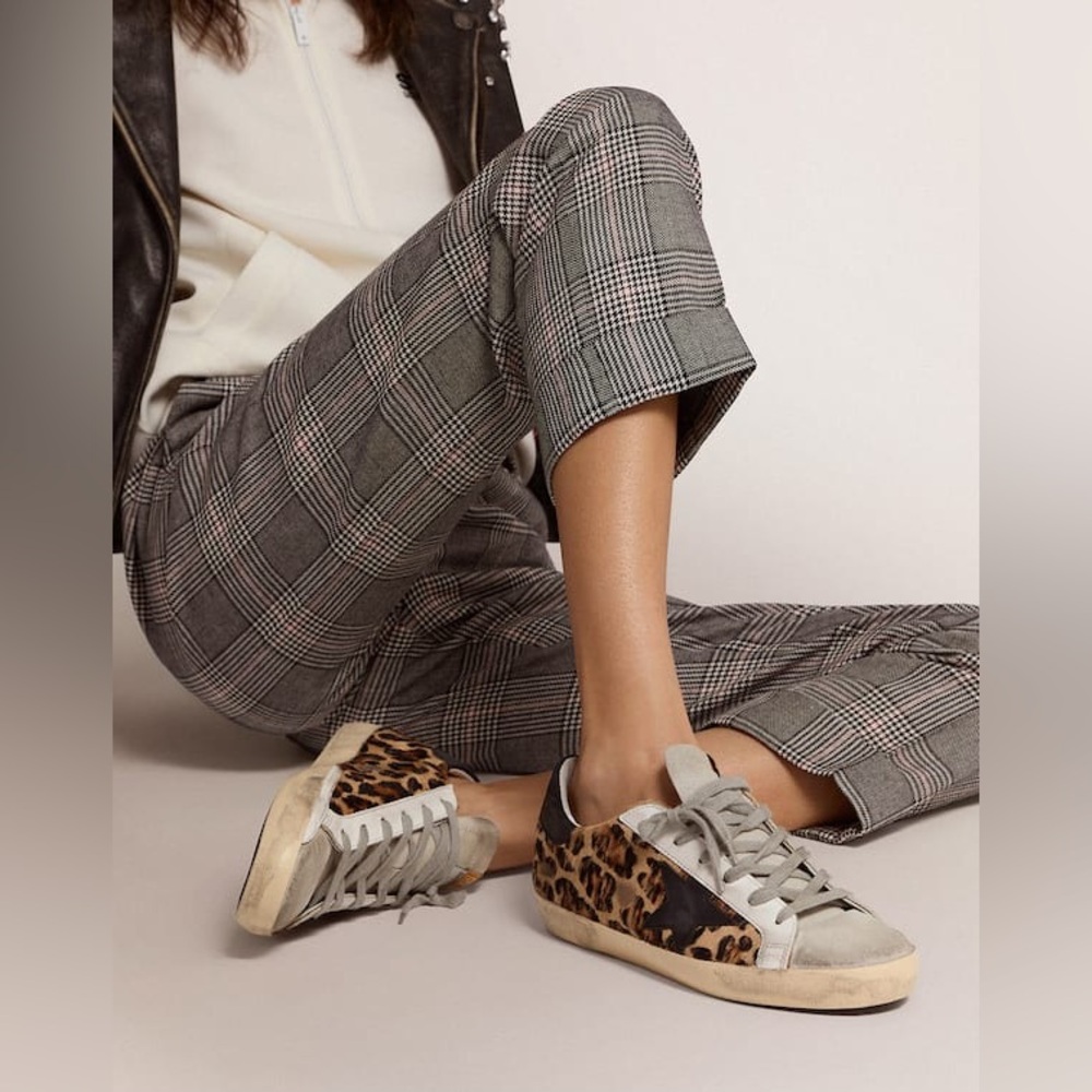 Golden Goose Calf Leather Leopard Super Star Sneaker - Picture 1 of 16